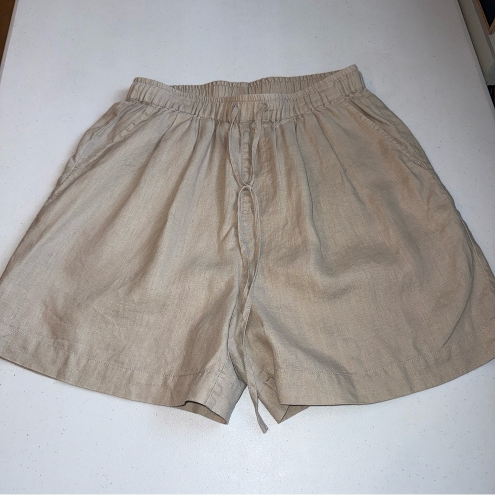 Grae Cove Linen Ladies Khaki‎ High Rise Linen Blend Shorts Size Medium Beige
